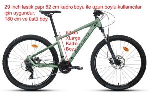 Carraro Crx 921 29 Jant 52 Kadro 21 Vites Dağ Bisikleti (180 cm üstü boy) Ada Çayı Koyu Yeşil