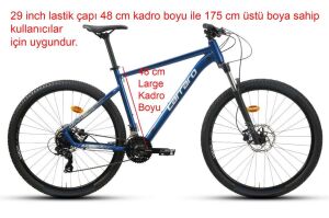 Carraro Crx 921 29 Jant 48 Kadro 21 Vites Dağ Bisikleti (175 cm üstü boy) Metalik Mavi Gümüş