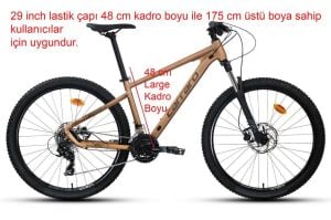 Carraro Crx 921 29 Jant 48 Kadro 21 Vites Dağ Bisikleti (175 cm üstü boy) Mat Bronz Kahve