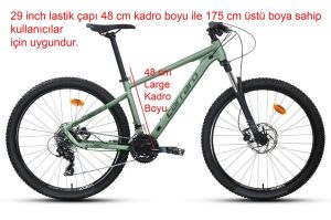 Carraro Crx 921 29 Jant 48 Kadro 21 Vites Dağ Bisikleti (175 cm üstü boy) Ada Çayı Koyu Yeşil