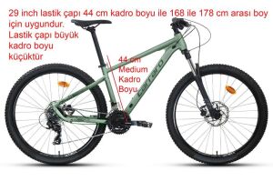 Carraro Crx 921 29 Jant 44 Kadro 21 Vites Dağ Bisikleti (168 ile 178 cm arası boy) Ada Çayı Koyu Yeşil