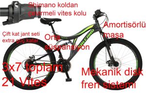 Salcano Nova 24MD Disk Fren Çift Amortisörlü Bisiklet (140 ile 160 cm arası boy) Koyu Gri Sarı Yeşil