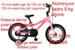 Salcano Daisy 16 Jant Kız Hafif Çocuk Bisikleti (100-120cm Boy) Pudra Pembe