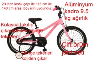 Salcano Daisy 20 Jant Kız Çocuk Hafif Bisiklet (115-140 cm Boy) Pudra Pembe
