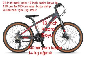 Mosso Wildfire 24H 13 Kadro Hidrolik Disk Fren Dağ Bisikleti (135 / 155 cm arası boy) Mat Antrasit