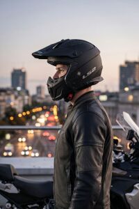 LS2 Drfiter Trial Motosiklet Kaskı (Çıkarılabilir çene koruması ve renkli vizör ile Alc Motosiklet Mat Siyah - MEDIUM
