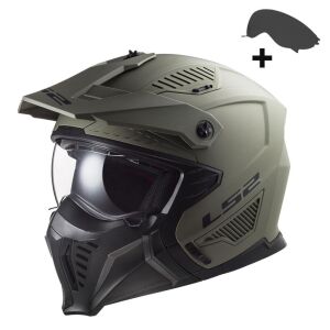 LS2 Drfiter Trial Motosiklet Kaskı (Çıkarılabilir çene koruması ve renkli vizör ile Alc Motosiklet MEDIUM