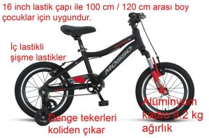 Mosso Wildfire 16 Jant Erkek Çocuk Bisikleti (105-120cm arası boy) Siyah Kırmızı