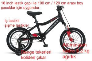 Mosso Wildfire 16 Jant Erkek Çocuk Bisikleti (105-120cm arası boy) Siyah Kırmızı