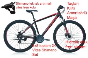 Carraro Force 950 29 Jant, Hidrolik Fren, Dağ Bisikleti 40 Kadro (155 ile 170 cm arası boy) Mat Antrasit Gri Kırmızı