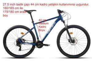 Carraro Crx 721 27.5 Jant 44 Kadro 21 Vites Dağ Bisikleti (160 ile 180 cm arası boy) Metalik Mavi Gümüş