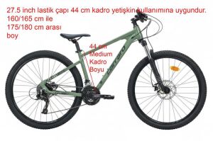 Carraro Crx 721 27.5 Jant 44 Kadro 21 Vites Dağ Bisikleti (160 ile 180 cm arası boy) Ada Çayı Koyu Yeşil