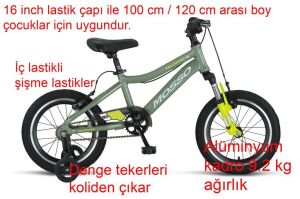 Mosso Wildfire 16 Jant Erkek Çocuk Bisikleti (105-120cm arası boy) Ordu Yeşil Fıstık