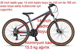 Mosso Wildfire 26 H 14 Kadro Hidrolik Disk Fren Dağ Bisikleti (145 / 165 cm arası boy) Mat Antrasit