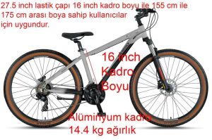 Mosso Wildfire 27.5 LTD H 16 Kadro Hidrolik Disk Fren Dağ Bisikleti (155 / 175 cm arası boy) Mat Gri