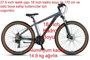 Mosso Wildfire 27.5 LTD H 18 Kadro Hidrolik Disk Fren Dağ Bisikleti (170 cm üstü boy) Mat Antrasit