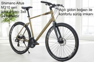 Carraro Sportive 324 48 Kadro Hidrolik Fren Şehir Bisikleti Düz Maşa (170 cm üstü boy) Mat Haki Yeşil Siyah Gri