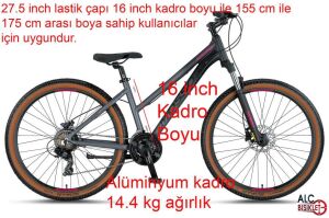 Mosso Wildfire 27.5 H Kadın Bisikleti 16 Kadro Hidrolik Disk Fren (155 / 175 cm arası boy) Mat Antrasit