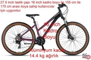 Mosso Wildfire 27.5 H Kadın Bisikleti 16 Kadro Hidrolik Disk Fren (155 / 175 cm arası boy) Mat Mor