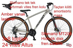 Mosso Raceline 29 H 18 Kadro Hidrolik Fren 24 Vites Dağ Bisikleti (175 cm üstü boy) Sand Grey Kum Gri