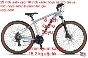 Mosso Raceline 29 H 18 Kadro Hidrolik Fren 24 Vites Dağ Bisikleti (175 cm üstü boy) Nardo Gri