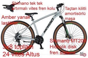 Mosso Raceline 29 H 18 Kadro Hidrolik Fren 24 Vites Dağ Bisikleti (175 cm üstü boy) Nardo Gri