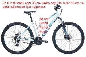 Carraro Force 751 27.5 Jant, Hidrolik Fren, 24 Vites Kadın Bisikleti 38 Kadro (150/155 cm üstü boy) Cam Mavi
