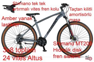 Mosso Raceline 29 H 20 Kadro Hidrolik Fren 24 Vites Dağ Bisikleti (180 cm üstü boy) Mat Antrasit