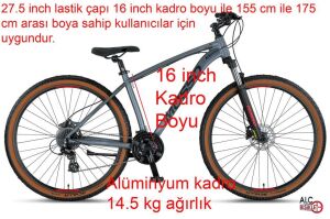 Mosso Raceline 27.5 H 16 Kadro Hidrolik Fren 24 Vites Dağ Bisikleti (155 / 175 cm arası boy) Mat Antrasit