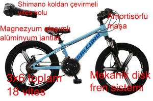 Salcano NG Team 20MD11 18 Vites Mono Blok Disk Fren Çocuk Bisikleti (120-145 cm boy) Açık Mavi