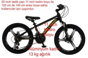 Salcano NG Team 20MD11 18 Vites Mono Blok Disk Fren Çocuk Bisikleti (120-145 cm boy) Siyah Sarı