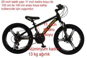 Salcano NG Team 20MD11 18 Vites Mono Blok Disk Fren Çocuk Bisikleti (120-145 cm boy) Siyah Sarı