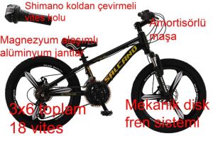 Salcano NG Team 20MD11 18 Vites Mono Blok Disk Fren Çocuk Bisikleti (120-145 cm boy) Siyah Sarı
