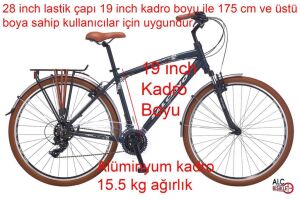 Salcano Sarejevo 700V 28 Jant Pabuç Fren Amortisörlü Şehir Bisikleti (175 cm üstü boy) Petrol Mavi Beyaz