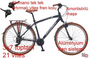 Salcano Sarejevo 700V 28 Jant Pabuç Fren Amortisörlü Şehir Bisikleti (175 cm üstü boy) Petrol Mavi Beyaz
