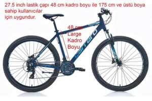 Carraro Force 720 27.5 Jant, Hidrolik Fren, 21 Vites Dağ Bisikleti 48 Kadro (175 cm üstü boy) Mat Koyu Mavi Gümüş