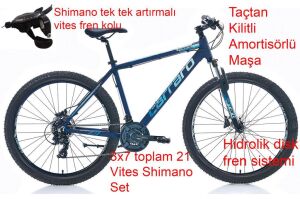 Carraro Force 720 27.5 Jant, Hidrolik Fren, 21 Vites Dağ Bisikleti 48 Kadro (175 cm üstü boy) Mat Koyu Mavi Gümüş
