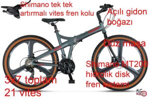 Mosso 26 Marine ACR H 21 Vites, 26 Jant Hidrolik Fren Katlanır Bisiklet Antrasit Gri