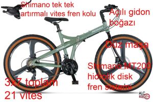 Mosso 26 Marine ACR H 21 Vites, 26 Jant Hidrolik Fren Katlanır Bisiklet Yesil