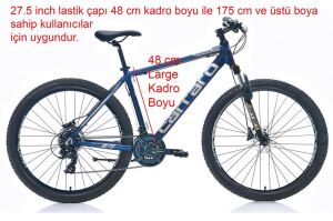 Carraro Force 720 27.5 Jant, Hidrolik Fren, 21 Vites Dağ Bisikleti 48 Kadro (175 cm üstü boy) Metalik Mavi Gümüş