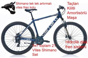 Carraro Force 720 27.5 Jant, Hidrolik Fren, 21 Vites Dağ Bisikleti 48 Kadro (175 cm üstü boy) Metalik Mavi Gümüş
