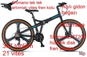 Mosso 26 Marine ACR H 21 Vites, 26 Jant Hidrolik Fren Katlanır Bisiklet Siyah Mavi