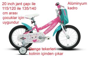 Carraro Moggy 20 Jant Kız Çocuk Bisikleti (115 ile 140 cm arası boy) Pembe Beyaz Turkuaz