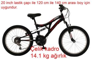 Salcano Hector 20 Pabuç Fren Çocuk Bisikleti (120 ile 145 cm arası boy) Siyah Kırmızı Gri
