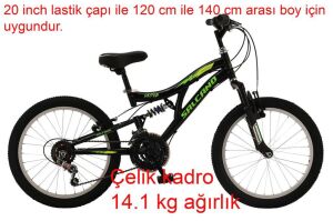 Salcano Hector 20 Pabuç Fren Çocuk Bisikleti (120 ile 145 cm arası boy) Siyah Sarı Yeşil