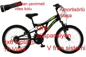 Salcano Hector 20 Pabuç Fren Çocuk Bisikleti (120 ile 145 cm arası boy) Siyah Sarı Yeşil