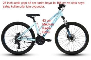 Carraro Force 621 26 Jant, Hidrolik Fren, 21 Vites Kadın Bisikleti 43 Kadro (165 cm üstü boy) Cam Mavi Turuncu