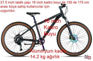 Mosso Rainbow  27,5 Cues 9S 16 Kadro Hidrolik Disk Fren Dağ Bisikleti (155 ile 175 cm arası boy) Mat Siyah