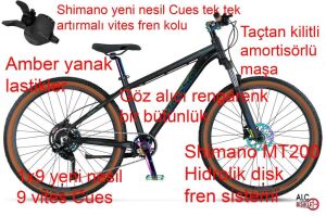Mosso Rainbow  27,5 Cues 9S 16 Kadro Hidrolik Disk Fren Dağ Bisikleti (155 ile 175 cm arası boy) Mat Siyah