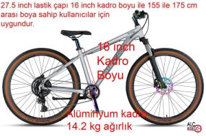 Mosso Rainbow  27,5 Cues 9S 16 Kadro Hidrolik Disk Fren Dağ Bisikleti (155 ile 175 cm arası boy) Mat Gümüş